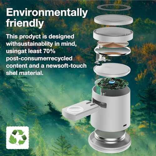 2025 Enhanced 3-in-1 Apple Charging Station: Adjustable Wireless Dock with Fast Charging for i Phone 16/15/14/13/12 Pro Max, Apple Watch, and Air Pods – Eco-Friendly, Portable Design for Ultimate Convenience and Productivity