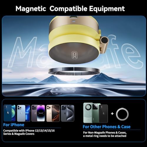 Electric Vacuum Magnetic Suction Phone Holder,XO Adjustable and Foldable Car Mount,Strong Magnetic Car Phone Holder for iPhone16/15/14/13/12,for Shower/Car/Mirror(Light Grey – Enhanced Compatibility and Speed