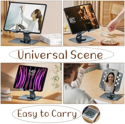 Versatile 360-Degree Rotatable Foldable Tablet Stand for i Pad, i Phone, and 4.3-10.9 Inch Devices – Adjustable Height and Angle for Optimal Viewing, Sleek Silver Finish, Portable Design for Home or Office Use – Enhance Your Digital Experience with Maximum Compatibility