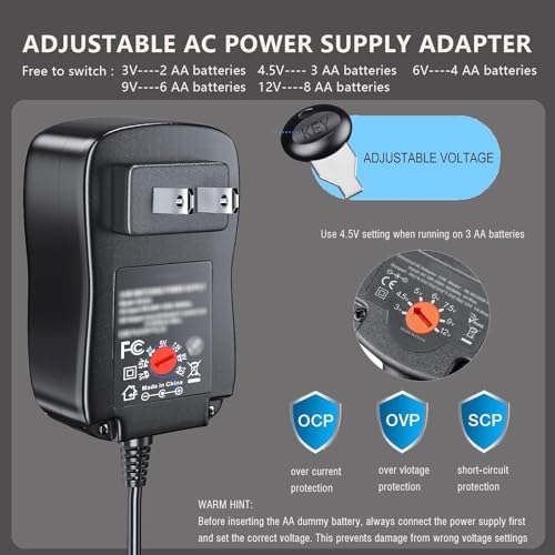 AC Continuous Power Supply Adapter – Innovative AA Dummy Battery Replacement for Kidde CO Detectors, VTech Kidi Beats Drum Sets & 4.5 V Devices – Hassle-Free Power Solution to Boost Performance & Eliminate Battery Worries Effortlessly