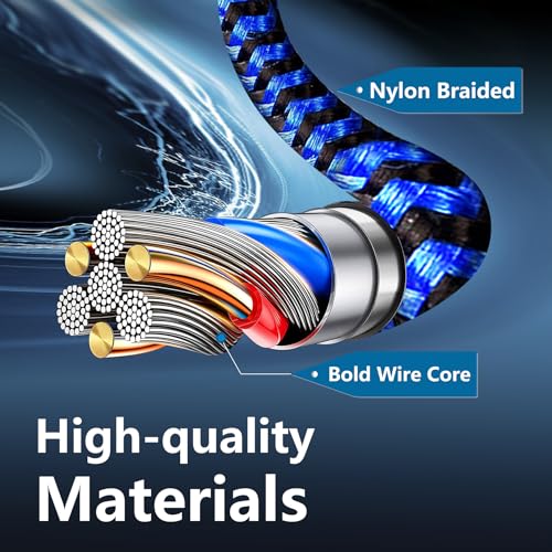 High-Speed 10 FT USB C to USB C Charger Cable – Durable Nylon Braided 3-Pack for Rapid 60 W Charging – Compatible with i Phone 15/16, i Pad Pro, Mac Book, Samsung & Google Devices – Sleek Black Design for Ultimate Flexibility and Reliability