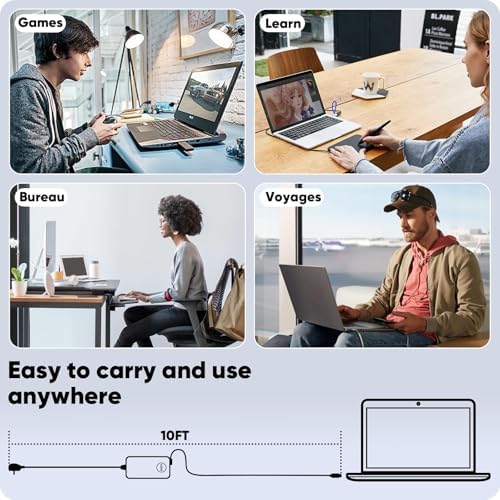 Dell 130 W GAN USB-C Laptop Charger: Fast Charging Power Adapter for XPS & Precision Models with 10 FT Cable, LED Indicator, and Versatile Compatibility – Ideal for Professionals Seeking Efficiency and Durability