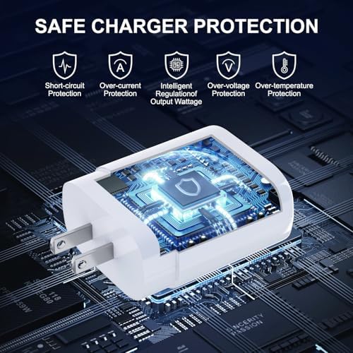 Rapid Charge 30 W USB-C Charger Trio for i Phone 16 & Samsung Galaxy S24 – High-Performance Fast Charging Set with 10 FT Cable – Perfect for Home, Office, and Travel – Superior Safety Features & Universal Device Compatibility