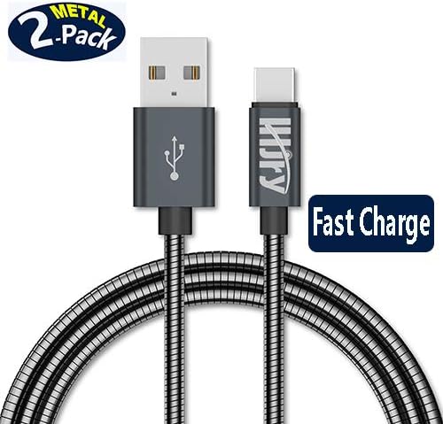 Premium 6.6 ft Metal Braided USB Type C Charging Cable – Dual Pack for Samsung Galaxy S21, S20+, S10, S9, S8, A51, Note, PS5 Controllers & Pixel Devices – Superior Fast Charging, Extensive Compatibility, and Tangle-Free Design for Effortless Convenience