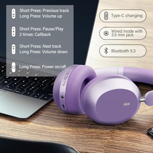 Purple Y05 Wireless Over-Ear Headphones – Unmatched 48-Hour Playtime, Premium Audio Performance, Travel-Friendly Foldable Design, Luxurious Soft Earpads for Ultimate Comfort – Versatile Compatibility & Enhanced Listening Experience