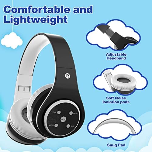 Safe & Stylish Kids Bluetooth Headphones – Foldable Over-Ear Design with Volume Limiting for Optimal Hearing Protection (85/110 d B), Wireless & Wired AUX Compatibility, Built-in Microphone for Hands-Free Calls, Perfect for School, Travel & Everyday Use, Durable Noise Isolation for All Devices