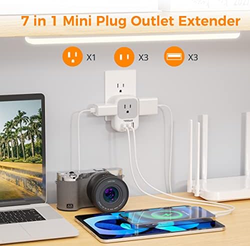 TESSAN Ultimate USB Charger Block – 3-Port Wall Plug Adapter with 4-Box Splitter for Effortless Multi-Device Charging at Home, Office, or Travel – Compact Design with Surge Protection and Enhanced Compatibility for Your Essential Electronics