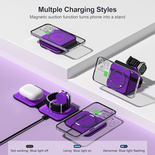 UCOMX Foldable 3-in-1 Wireless Charging Station: Ultimate Travel Charger for i Phone 12-16 Pro Max, Apple Watch Series 3-Ultra, and Air Pods Pro – Rapid Nano Technology for Fast, Safe Charging & Clutter-Free Convenience
