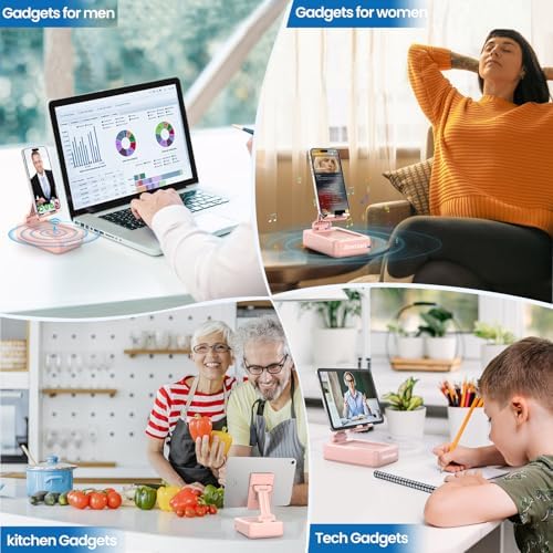 Transform Your Multimedia Experience with the JTEMAN Adjustable Tablet Stand Featuring Bluetooth Speakers – Versatile Kitchen Gadget and Perfect Gift for Him or Her – Wireless Charging Station for Phones and Tablets, Enhanced Compatibility for All Devices