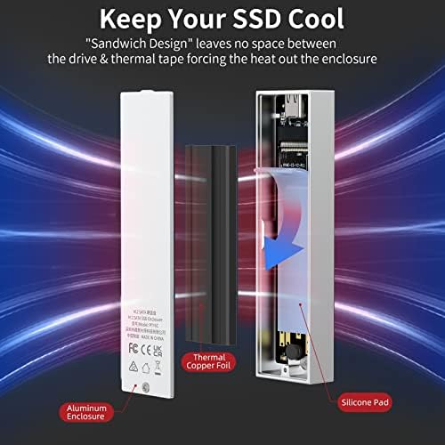 Ultra-Fast SAN ZANG MASTER M.2 SATA SSD Enclosure – USB C 3.1 Gen2 to SATA 3.0 Converter for Enhanced External Storage | Supports NGFF SATA B-Key (B&M Key) SSDs | High-Speed Data Transfers Up to 6 Gbps | UASP & TRIM Compatible | Compact & Durable Design for Ultimate Portability