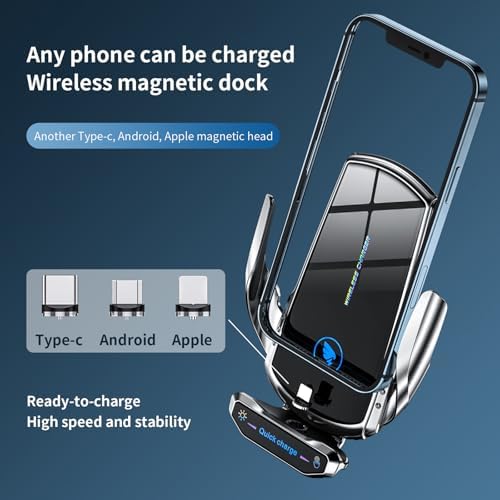 Revolutionary 15 W Fast Wireless Car Charger and Auto-Clamping Phone Holder for Android Smartphones – Sleek Black Design for Effortless Charging and Navigation While Driving – Ultimate Convenience in Automobile Accessories