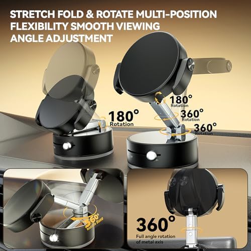 Ultimate 360° Adjustable Magnetic Suction Phone Holder – Universal Smartphone Mount for Cars, Gyms, and Any Smooth Surface – Effortless Compatibility with i Phone & Android – Experience Hands-Free Convenience with a Secure Grip in Stylish Black Finish