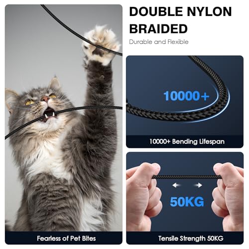 20 FT Ultra-Long i Phone Charger Cable – Fast 60 W 2-in-1 USB-C & Lightning Charging Cord for i Phone 16/15/14/13/12/11, i Pad & Mac Book – Durable Braided Design for Home, Office & Outdoor Use – Unmatched Flexibility and Rapid Power Delivery