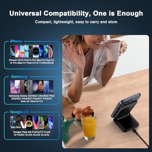 Pixel 9 Pro Fast Wireless Charger Stand – 15 W Universal Charging Station for Google Pixel 9/8/7/6 Series, i Phone 16/15/14/13, Samsung S25/S24/S23/S22 – Sleek Vertical & Horizontal Design with Enhanced Safety Features for Home & Office Use