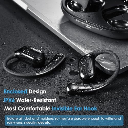 Experience Boundless Freedom with VG333 Open-Ear Bluetooth Headphones: Ultra-Thin Silicone Ear Hooks for Ultimate Comfort, 70-Hour Playtime, and Immersive Bass – Ideal for Active Lifestyles with Touch Control and Next-Gen Bluetooth 5.3 Connectivity