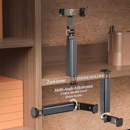 Compact Airplane Travel Phone Mount with 1.57″ Wider Base Clamp – Essential Pocket-Sized Cell Phone Holder for Desk & Flying, Ideal Plane Travel Accessories-Silver (Silver) – Enhanced Compatibility and Speed