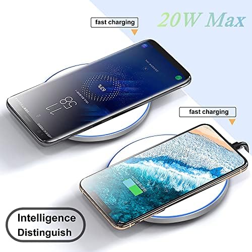 FDGAO Ultra-Compact 20 W Max Fast Wireless Charger – Effortless Qi Charging Pad for i Phone 16/15/14/13/12/SE/11/XS Max/XR, Samsung Galaxy S25/S24/Note, Air Pods, Pixel & LG G8 – Streamlined Charging Solution with Advanced Safety Features for Home or Office Use