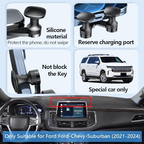 Chevy Suburban & Tahoe 2021-2024 Elite Smartphone Holder – Premium Auto Lock Mount for Secure Navigation and Enhanced Interior Aesthetics – Effortless No-Tool Installation with Adjustable Viewing Angles – Durable Cradle for Ultimate Device Stability and Convenience