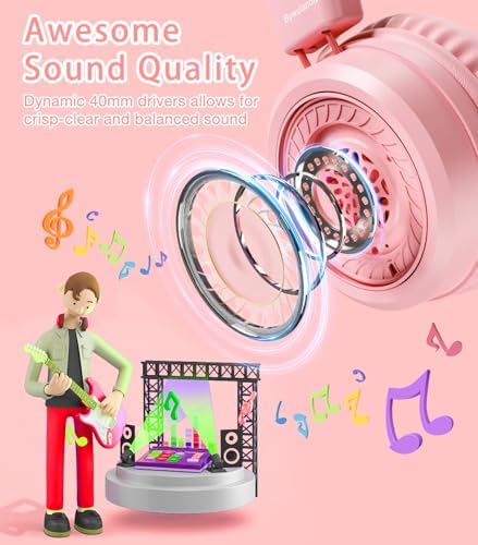 Vibrant Blue Kids Bluetooth Headphones with LED Lights – Safe Volume Limiter (85/94 d B) for Ear Protection – Fast USB Type C Charging – Comfortable On-Ear Design for School & Travel – Integrated Microphone for Clear Online Communication – Perfect for Boys & Girls