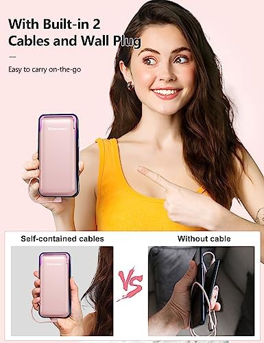 Dual 10000 m Ah Portable Power Bank Set with Built-In Cables and Fast Charging – Travel-Ready USB-C Charger for i Phone & Android Devices in Sleek White & Purple Design – Ultimate Compatibility for On-the-Go Power Solutions