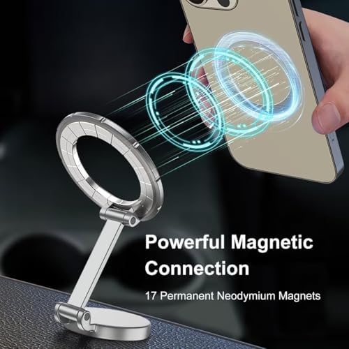 for MagSafe Car Mount, 360° Rotation Phone Holder for Car, Universal Dash Car Mount, All-Metal Magnetic Phone Mount for Car Fit for iPhone 15 14 13 12 Pro Max Plus Mini MagSafe Cases – Enhanced Compatibility and Speed