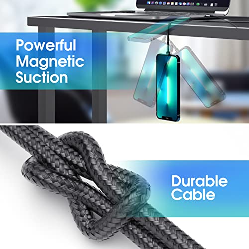 Revolutionary 3-in-1 Magnetic Phone Charger Set – 5-Pack Rotating Nylon Braided Cables with LED Indicators, Perfect for Micro-USB, USB C, and i-Devices – Ultimate Durability and Versatile Charging Solution in Sleek Black