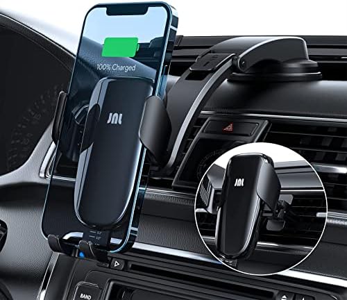 Effortless Wireless Car Charger with 15 W Qi Fast Charging – Auto-Clamping Air Vent Phone Holder for Ultimate Compatibility with i Phone 14/13/12 Series & Samsung Galaxy S23/S22/S21/S20 Plus – Ideal for Hands-Free Navigation and Rapid Charging