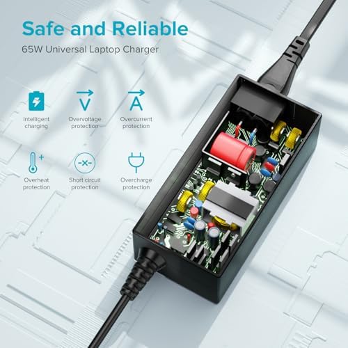 Powseed 65 W Universal Laptop Charger – Premium Power Adapter for Dell, HP, Asus, Acer, Lenovo & More – Advanced Safety Features & Energy Efficient Design – Compatible with 16 Notebook Models – Fast Charging & Reliable Performance for Your Ultrabook, Chromebook, and More