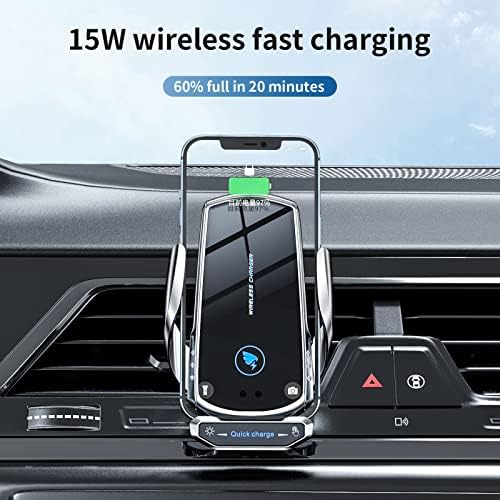 Blue Wireless Car Charger Mount – 15 W Fast Charging Auto-Clamping Phone Holder for Android Devices, Stylish Dashboard Accessory for Effortless Navigation and Secure Charging