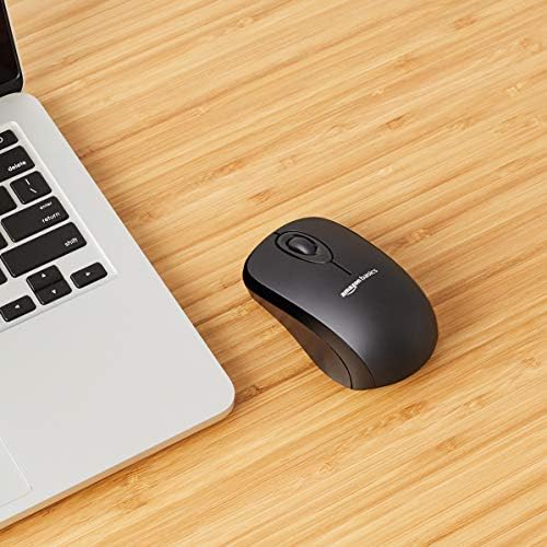 Wireless Silver Optical Mouse by Amazon Basics – 2.4 GHz Connection with USB Nano Receiver for Effortless Navigation and Ergonomic Comfort in Home & Office Use
