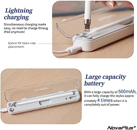 Revolutionary 2-in-1 Apple Pencil Charging Case with Magnetic Lightning Dock – Ultra-Convenient Power Hub for 1 st & 2 nd Gen Models – Stylish White Finish for Optimal Portability and Efficiency
