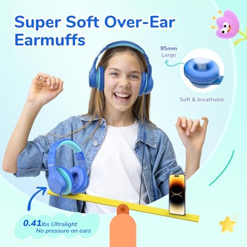 Transform Your Child’s Audio Adventures with Ear Fun K3 Kids Over-Ear Headphones – Engineered for Safe Listening with Volume Limiting, Exceptional HD Stereo Sound, and Travel-Friendly Foldable Design in Vibrant Blue – Ideal for School, Stylish for Every Young Explorer with Enhanced USB-C Compatibility!