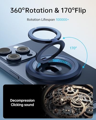 Syncwire Magnetic Phone Ring Holder – Titanium Alloy Kickstand for i Phone 12-16 Pro Max & Compatible Android Devices – Ergonomic Design, Enhanced Mag Safe Stability, Lightweight Grip for Ultimate Hands-Free Convenience