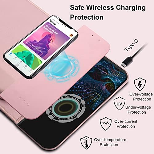 Transform Your Desk with the 15 W Ergonomic Wireless Charging Mouse Pad – Fast Qi Charging for i Phone 11-16 & Samsung Devices – Stylish Black With Detachable Wrist Support for Ultimate Comfort and Productivity