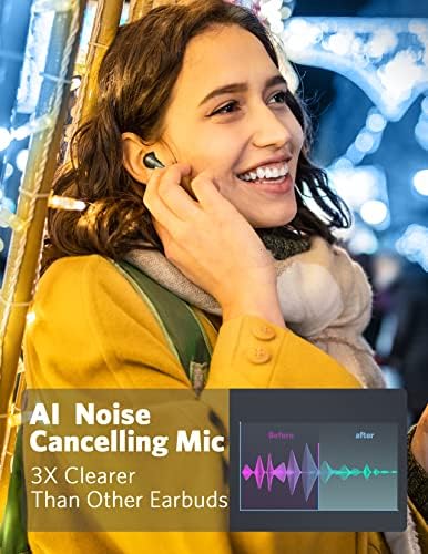 Premium Bluetooth 5.2 True Wireless Earbuds – Cutting-Edge Noise Cancelling and 100 ms Low Latency for Ultimate Sound Precision – 25 Hours Playtime and IPX7 Waterproof Design Ideal for Sports Enthusiasts – Deep Bass Bluetooth Headphones for Immersive Audio Experience
