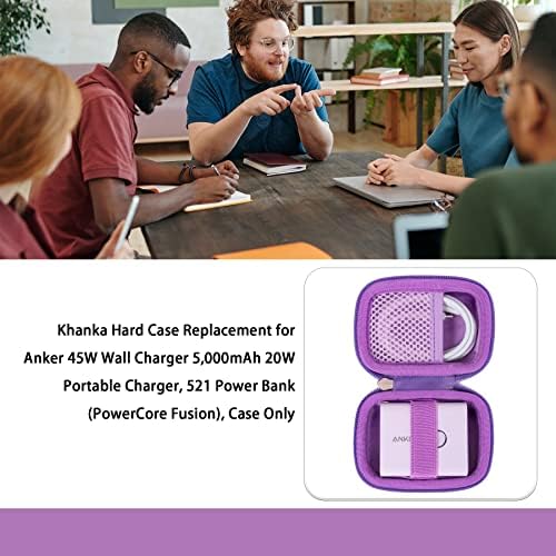 Khanka Protective Hard Case for Anker 45 W Wall Charger & 20 W Portable Charger – Ultimate Travel Companion for Anker 521 Power Bank (Power Core Fusion) – Lightweight Shockproof Design, Modern White Finish, Secure Zipper Closure for Enhanced Portability and Device Safety