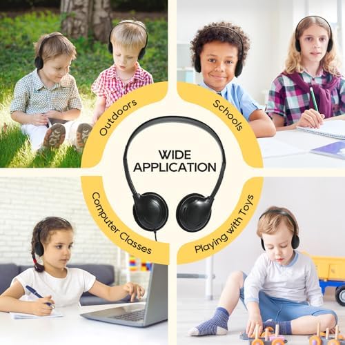 Premium Classroom Headphones 10-Pack for Kids & Teens – Adjustable 3.5 mm Jack Earphones for Enhanced Learning Environments – Comfortable, Durable Design for School, Libraries, and Group Activities – Immerse in Quality Audio for Educational Success