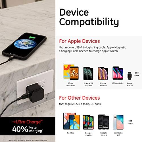 GE 17 W 3-Port USB Wall Charger Block for i Phone and i Pad – Fast Charging Adapter with Foldable Plug for Ultimate Portability – Sleek White Power Cube for Home, Office, and Travel Use – Compatible with i Phone 14, 13, 12 Series and More – Efficient Multi-Device Charging Solution