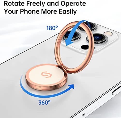 Sparkling 360° Rotation Phone Ring Holder – Bling Bling Finger Kickstand for Enhanced Grip and Stability – Premium Zinc Alloy Design for i Phone, Samsung, Pixel & All Smartphones – Secure Adhesive, Versatile Stand, and Magnetic Car Mount Compatible – Glitter Silver Finish for a Touch of Elegance