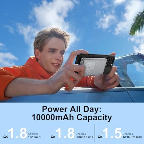 Magnetic Fast Charging Portable Power Bank – 10,000 m Ah Wireless Charger for Samsung Galaxy S25 Ultra, S24 FE, S23, S22, Z Fold, Flip 6, 5 & i Phone 16, 15 – Sleek Design with 20 W USB-C Cable for Ultimate Convenience and Compatibility