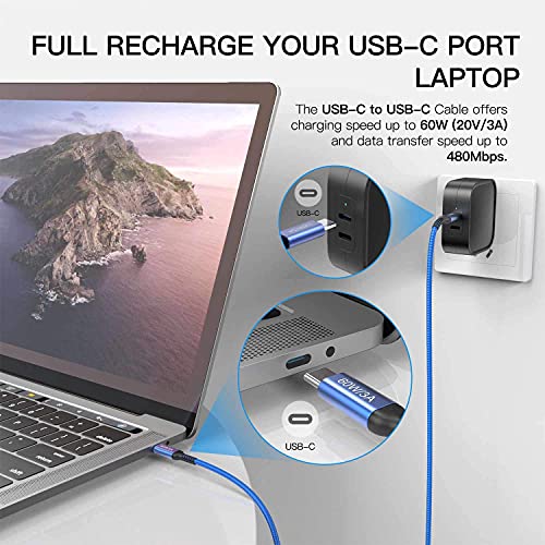 Awnuwuy 60 W USB C to USB C Charger Cable 15 ft – Fast Charging & Data Transfer for i Phone 15, Samsung Galaxy S23, Pixel 7, Mac Book – 2 Pack of Durable, High-Performance Type-C Cords for Ultimate Versatility and Connectivity
