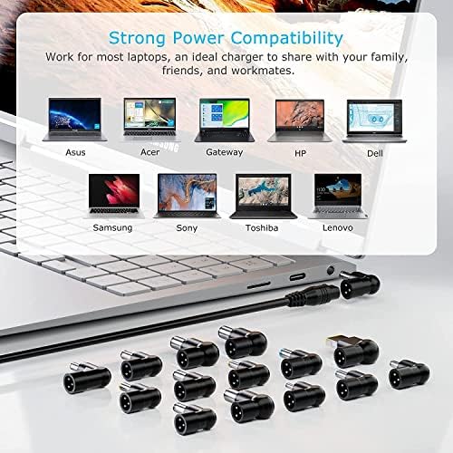 Universal 90 W Laptop Charger with Fast USB Charging – Compatible with HP, Dell, Lenovo, Acer, and More – Enhanced Power Adapter for Laptops and Ultrabooks with Multiple Voltage Outputs and 5 V USB Port for Smartphones and Tablets