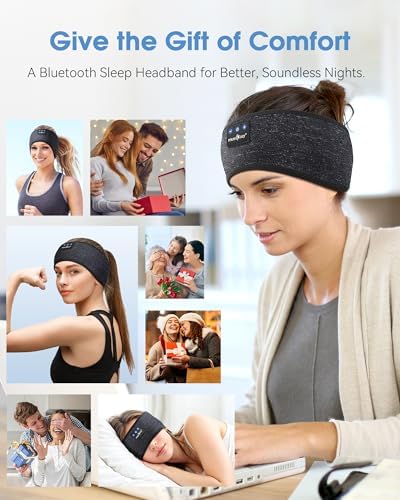 MUSICOZY Bluetooth 5.4 Sleep Headband – Ultra-Thin Stereo Earbuds for Uninterrupted Comfort and Performance, Sweat-Resistant for Active Lifestyles & Serenity (White Red) – Elevate Your Audio Experience with Innovative Design and Superior Sound Quality