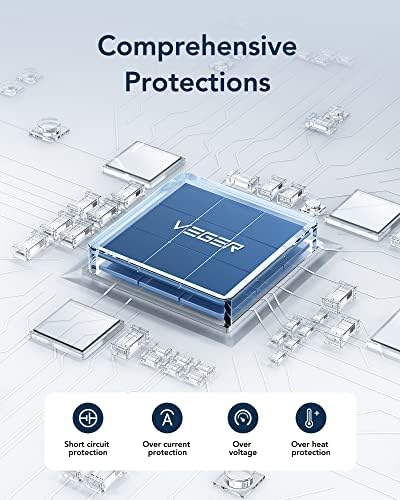 VEGER Ultra-Slim 10,000 m Ah Portable Charger with Built-in Cables and Integrated Wall Plug – Fast Charging Power Bank for i Phone, i Pad, Samsung, and More – Essential Travel Battery Pack for On-the-Go Charging and Enhanced Device Compatibility