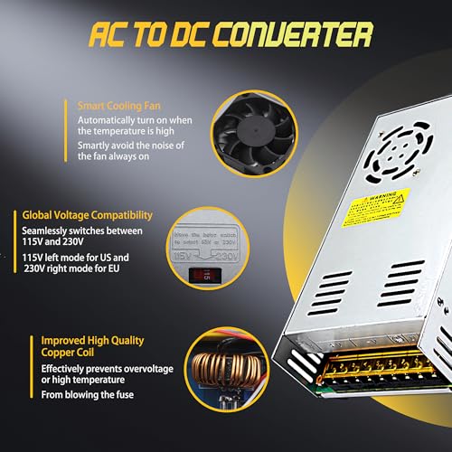 High-Performance 600 W AC to DC Power Adapter – Universal 110 V/220 V Input to Stable 12 V Output – Perfect for LED Lighting, CCTV Surveillance, and RV Power Solutions – Robust 50 A Switching Regulator for Dependable Energy Delivery and Enhanced Device Compatibility