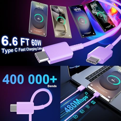 25 W Ultra-Fast Samsung Charger with 6.6 FT USB-C Cable | Rapid Charging Solution for Galaxy S25/S24/S23/S22/S21/Note Series | High-Speed Performance & Safety Features for On-the-Go Users | Ideal for Travel & Everyday Use | Boost Your Device’s Battery Life Effortlessly