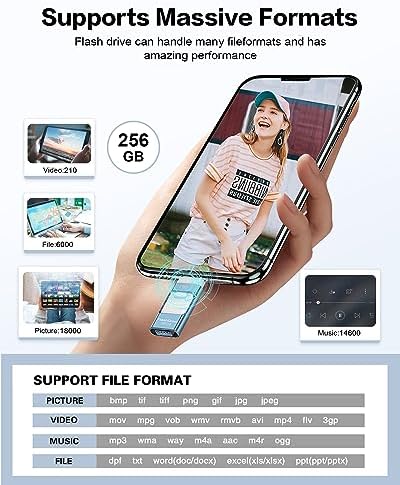 256 GB i Phone Photo Stick – High-Speed USB Flash Drive for Effortless Data Transfer & External Storage for i Phone/i Pad/PC (Sleek Blue Design) – Expand Your Memory with Style and Reliability