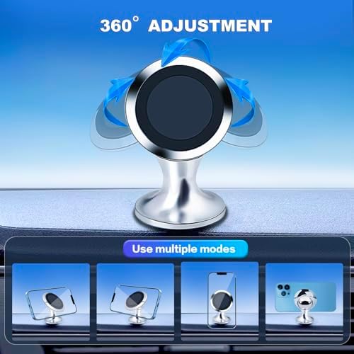 Revolutionary 360° Aluminum Magnetic Phone Holder for Car Dashboard – Universal Compatibility with i Phone 16 Pro/15/14/13/12, Samsung & Tablets – Ultimate Stability and Stylish Design for Safe Navigation on the Road