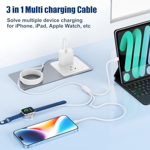 Premium 5 W Fast Charging USB C Cable for Apple Watch – 6 ft Magnetic Charger, MFi Certified, Compatible with Series SE2/8/7 & All Sizes 38 mm to 45 mm – Reliable & Efficient Power Solution for On-the-Go Users