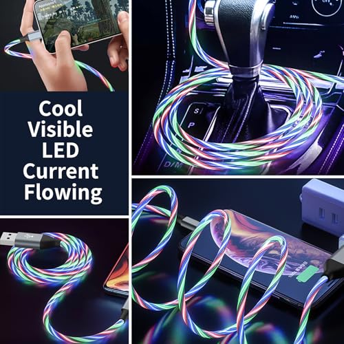 Illuminate Your Charging Experience: 6 ft LED Light-Up MFi Certified i Phone Charger Cable – Fast Charging for i Phone 14, 13, 12, 11 Pro Max, XR, X, SE, 8 Plus, i Pad & i Pod (Vibrant Purple) – Stylish, Durable, and Convenient Performance